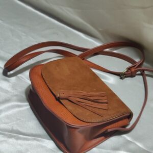 American Eagle Crossbody Purse Vegan Leather Brown Tassel Boho Cowgirl Bag